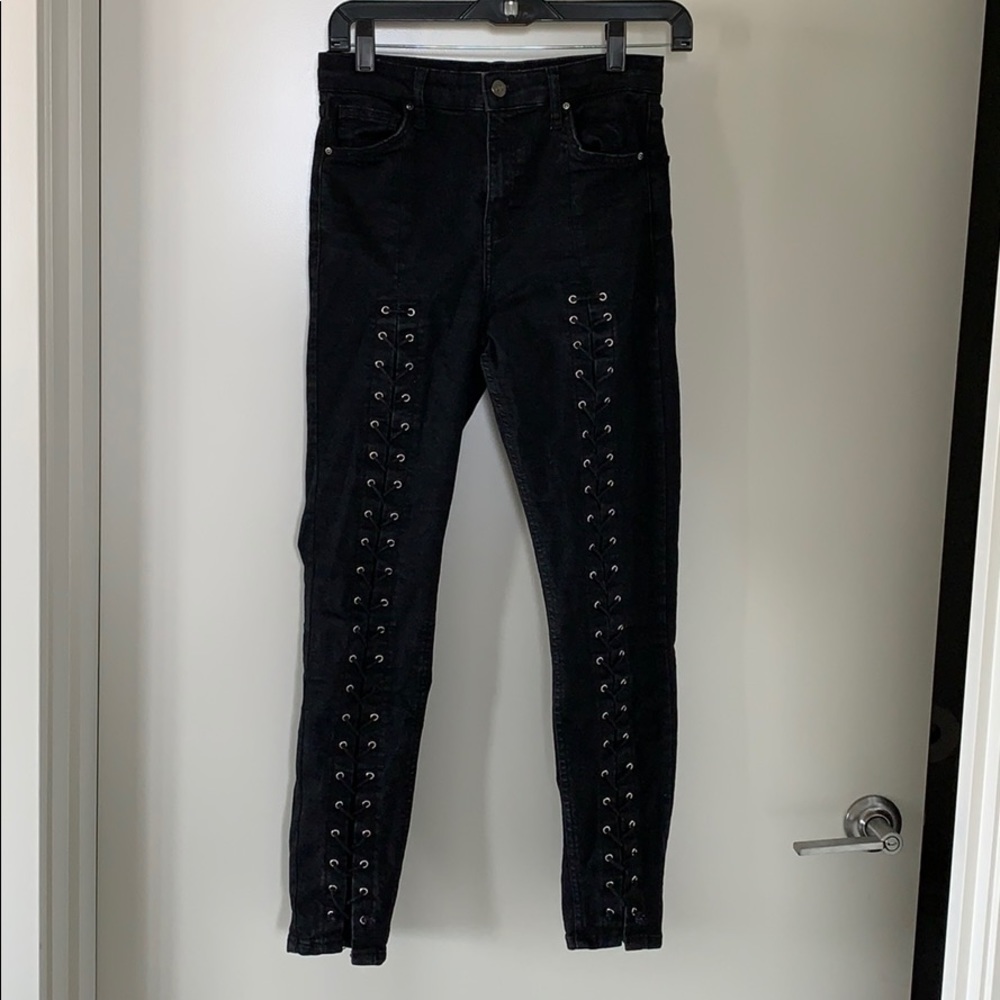 Lace Up Black Jeans TopShop